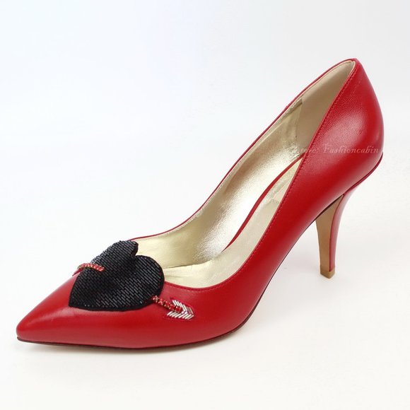 New VALENTINO GARAVANI LOVE Beaded Heart Pumps - Picture 1 of 16